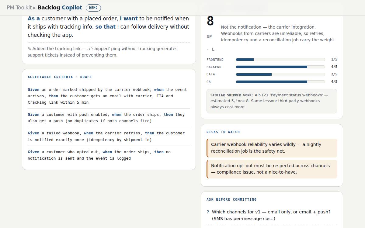 Backlog Copilot screenshot
